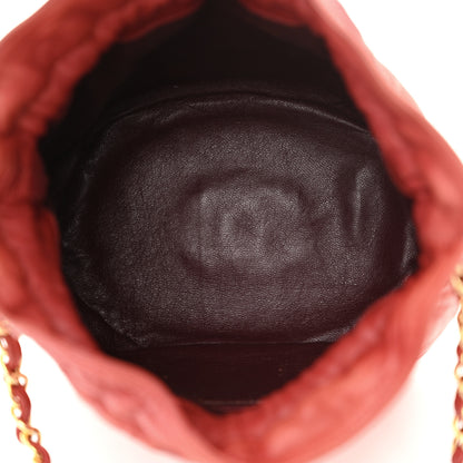 Chanel Lambskin Quilted Mini Drawstring Bucket Bag Red 5 of 15