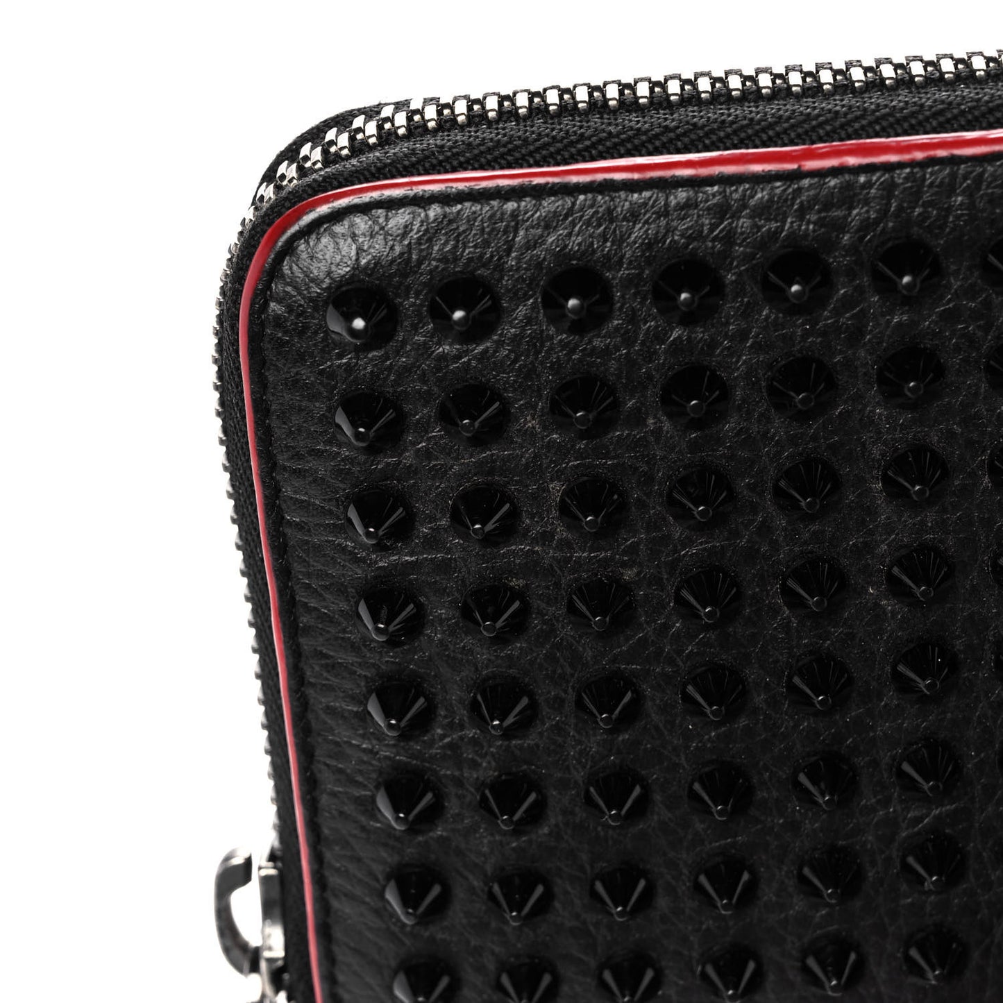 Calfskin Panettone Spiked Zip Around Wallet Black
