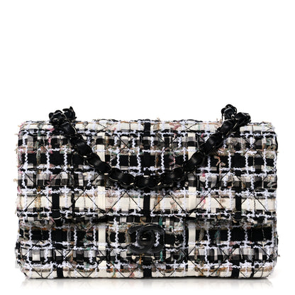 Chanel Tweed Quilted Mini Rectangular Flap White Black Multicolor 1 of 9