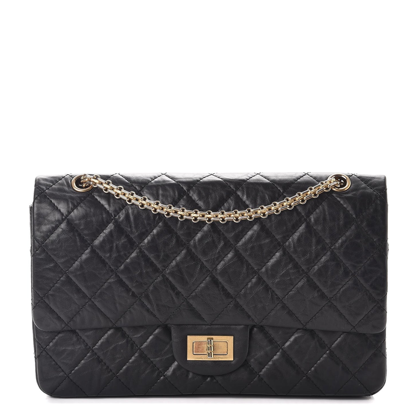 Aged Calfskin Quilted 2.55 Reissue 227 Flap Black