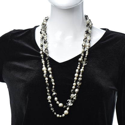 Chanel Pearl CC Long Necklace Gold White Black 2 of 4