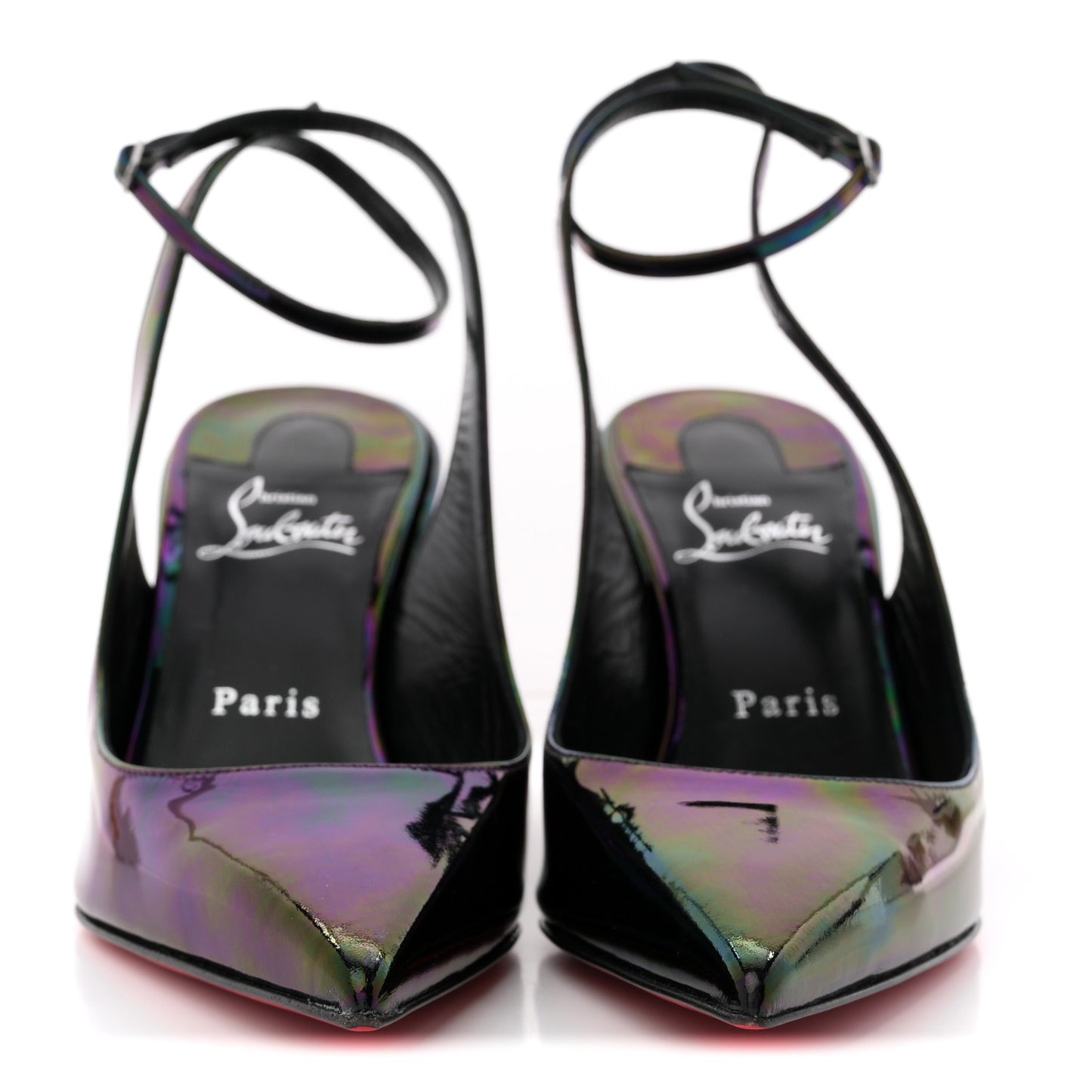 Patent Iridescent Sling Condorage 85 Wedge Pumps 37 Black