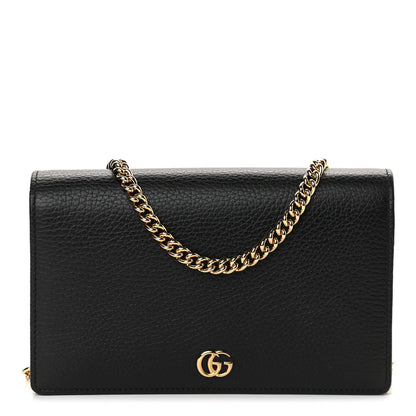 Gucci Calfskin Mini GG Marmont Chain Wallet Black 1 of 9