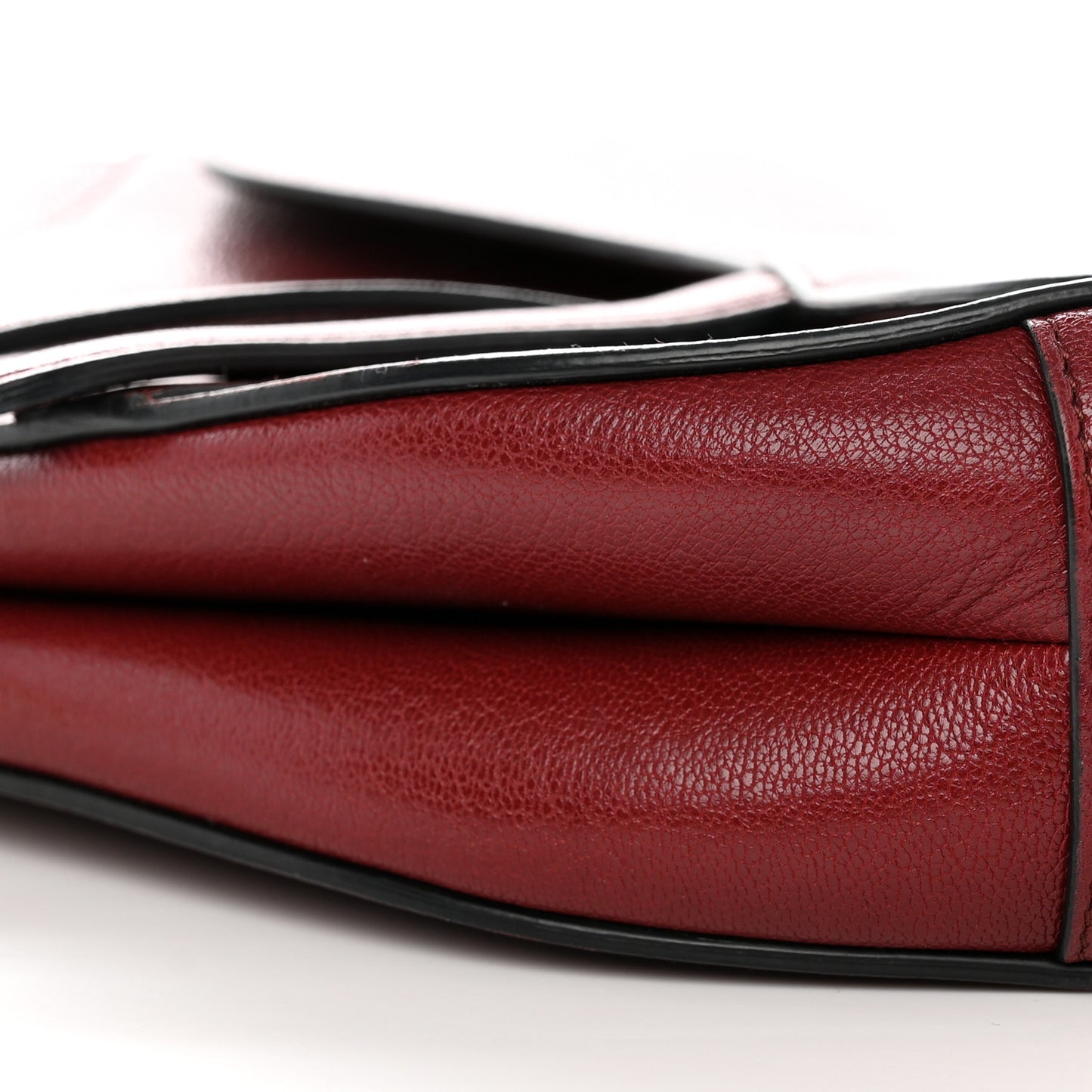 Shiny Goatskin Saddle Bag Dark Red