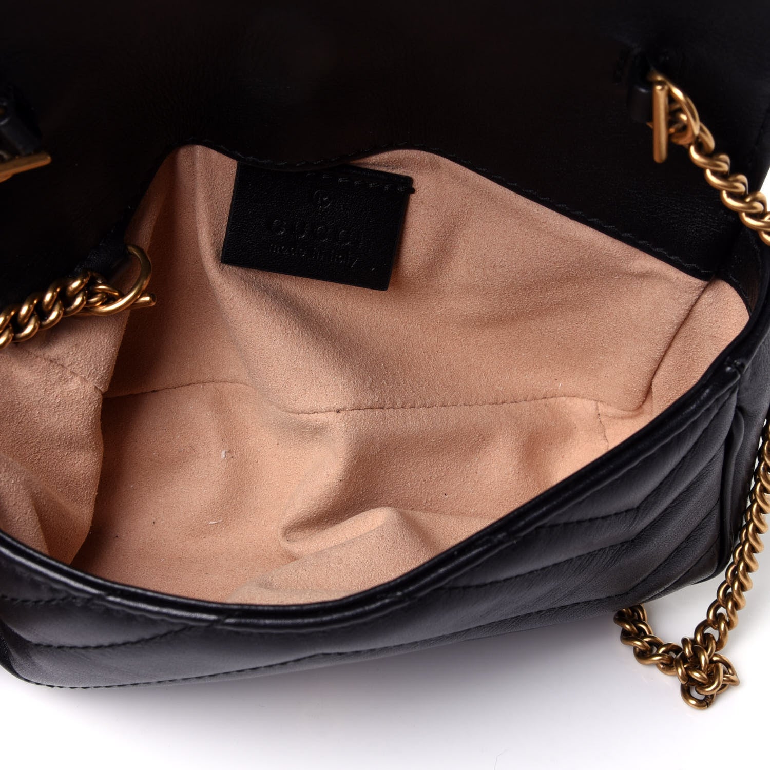 Gucci Calfskin Matelasse Super Mini GG Marmont Shoulder Bag Black 5 of 12