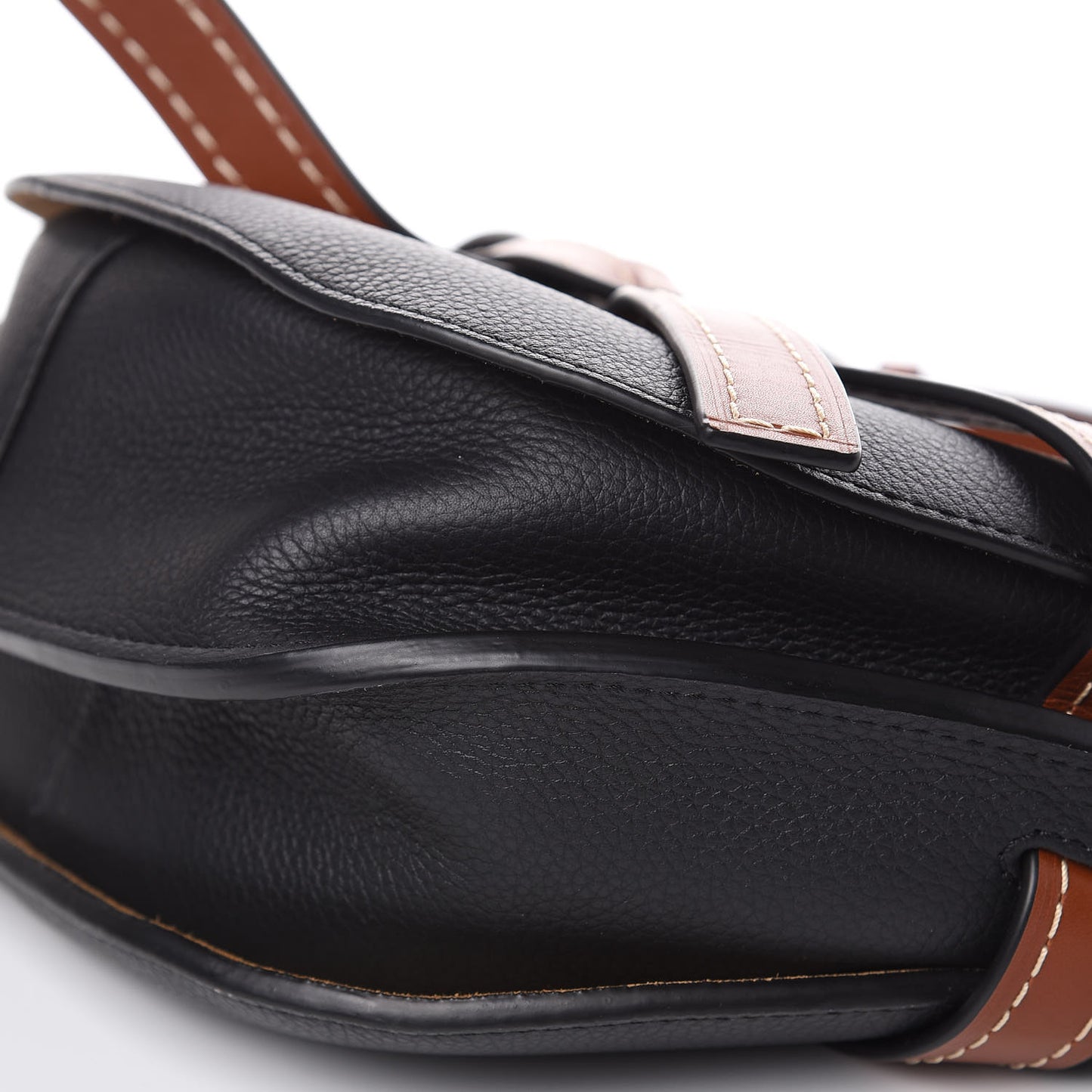 Grained Calfskin Small Gate Crossbody Bag Pecan Black