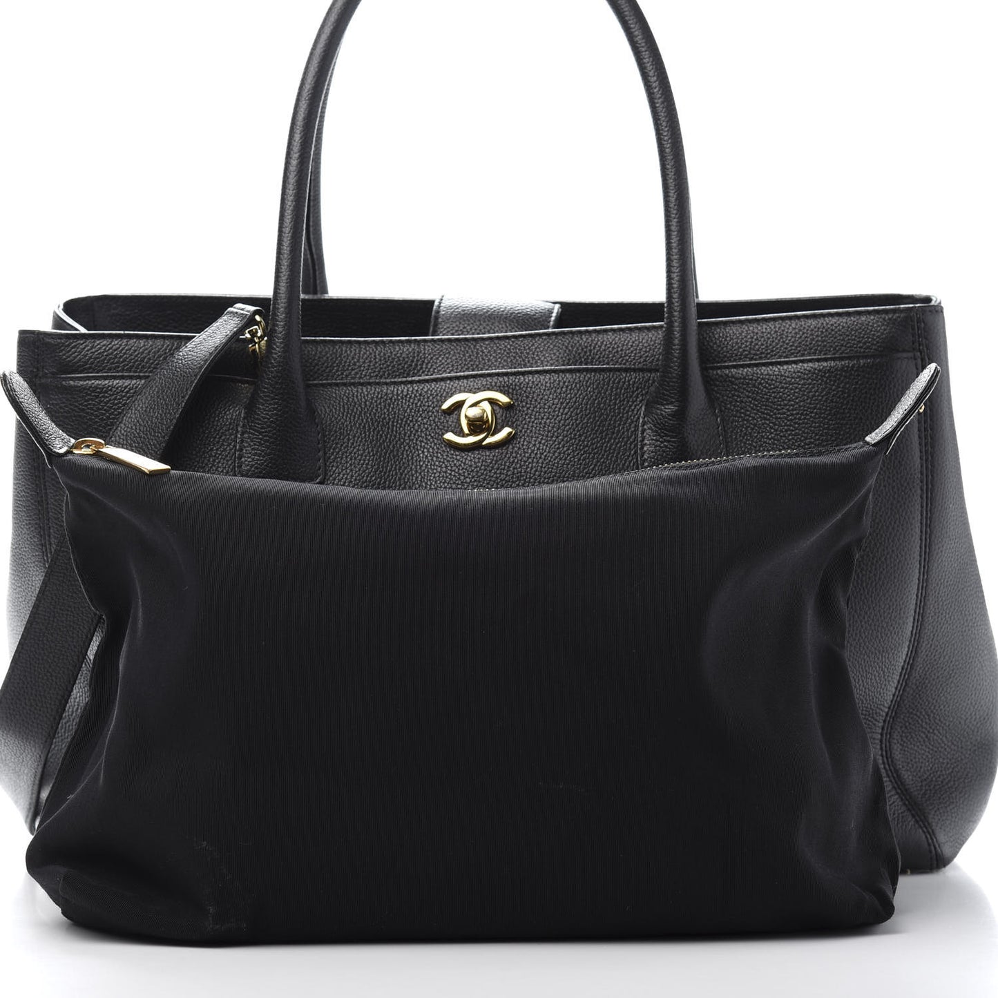 Calfskin Cerf Executive Shopper Tote Black