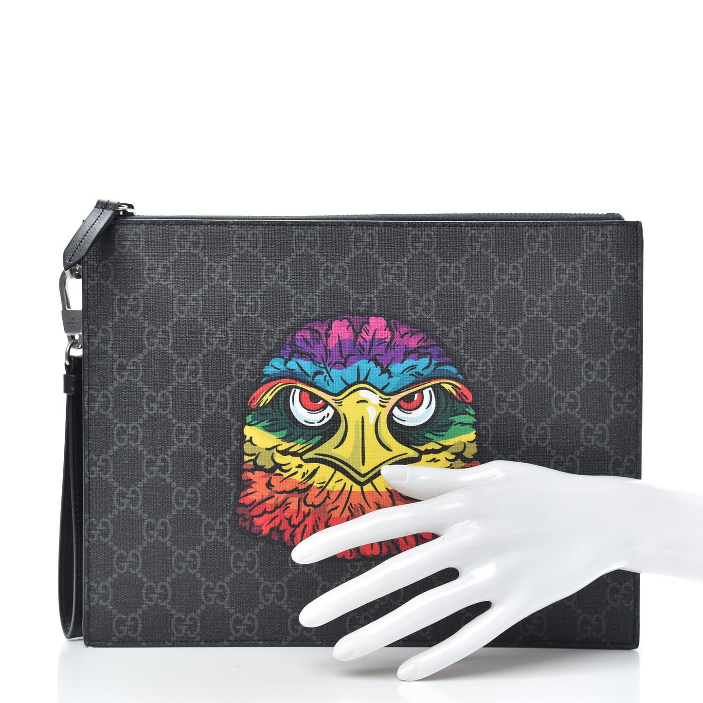 GG Supreme Monogram Rainbow Eagle Documents Holder Black Grey Multicolor