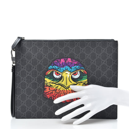 Gucci GG Supreme Monogram Rainbow Eagle Documents Holder Black Grey Multicolor 2 of 10