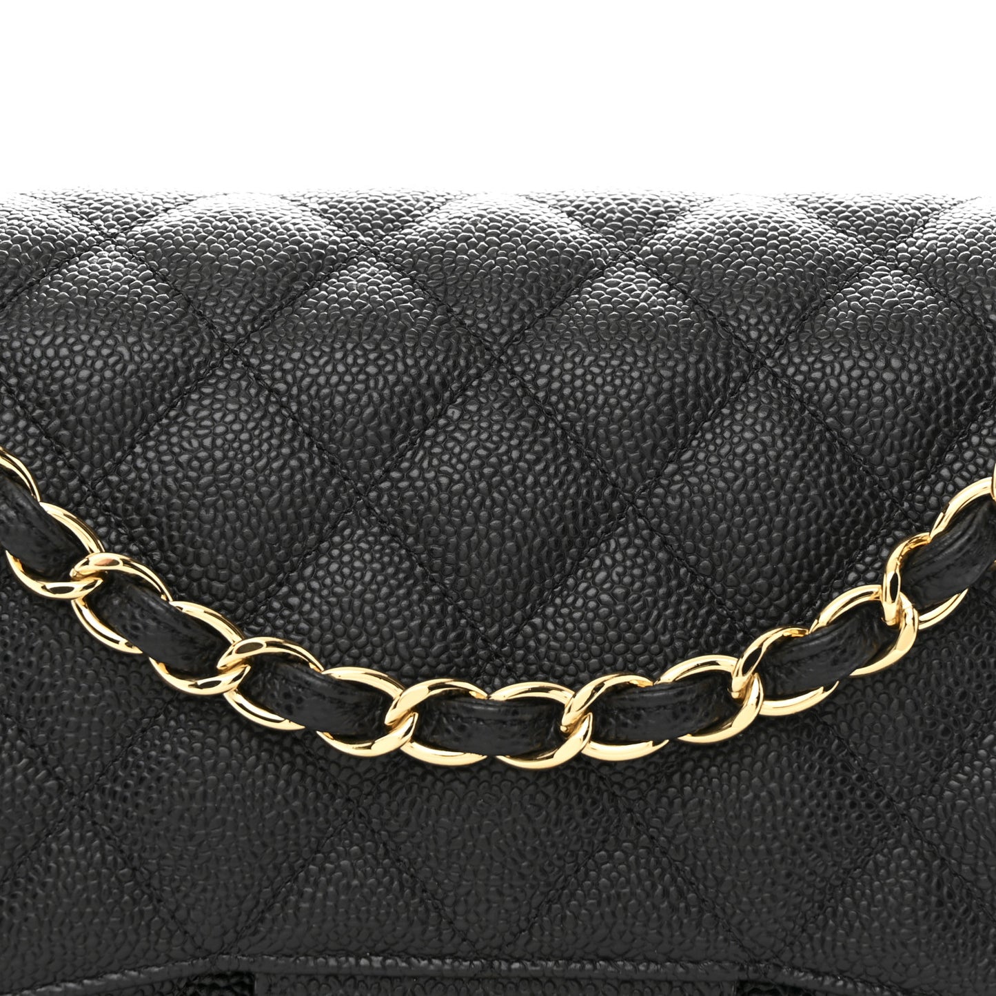 Caviar Quilted Jumbo Double Flap Black