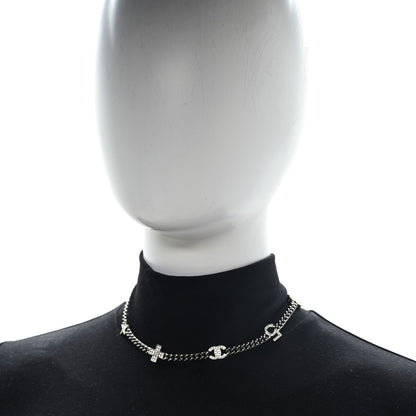 Chanel Crystal CC Lucky Symbols Choker Necklace Silver 2 of 5