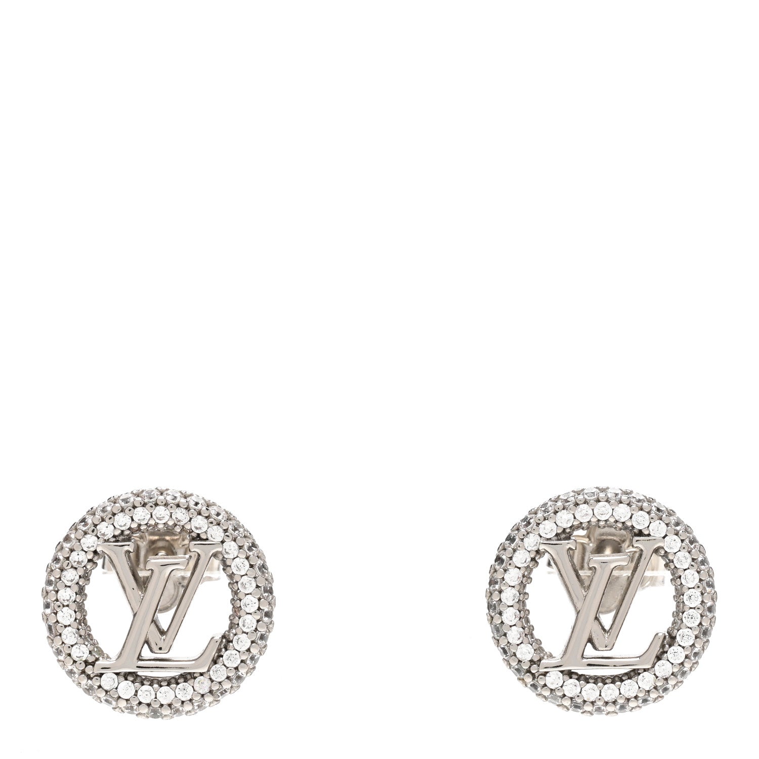 Louis Vuitton Metal Crystal Louise By Night Earrings Silver 1 of 6