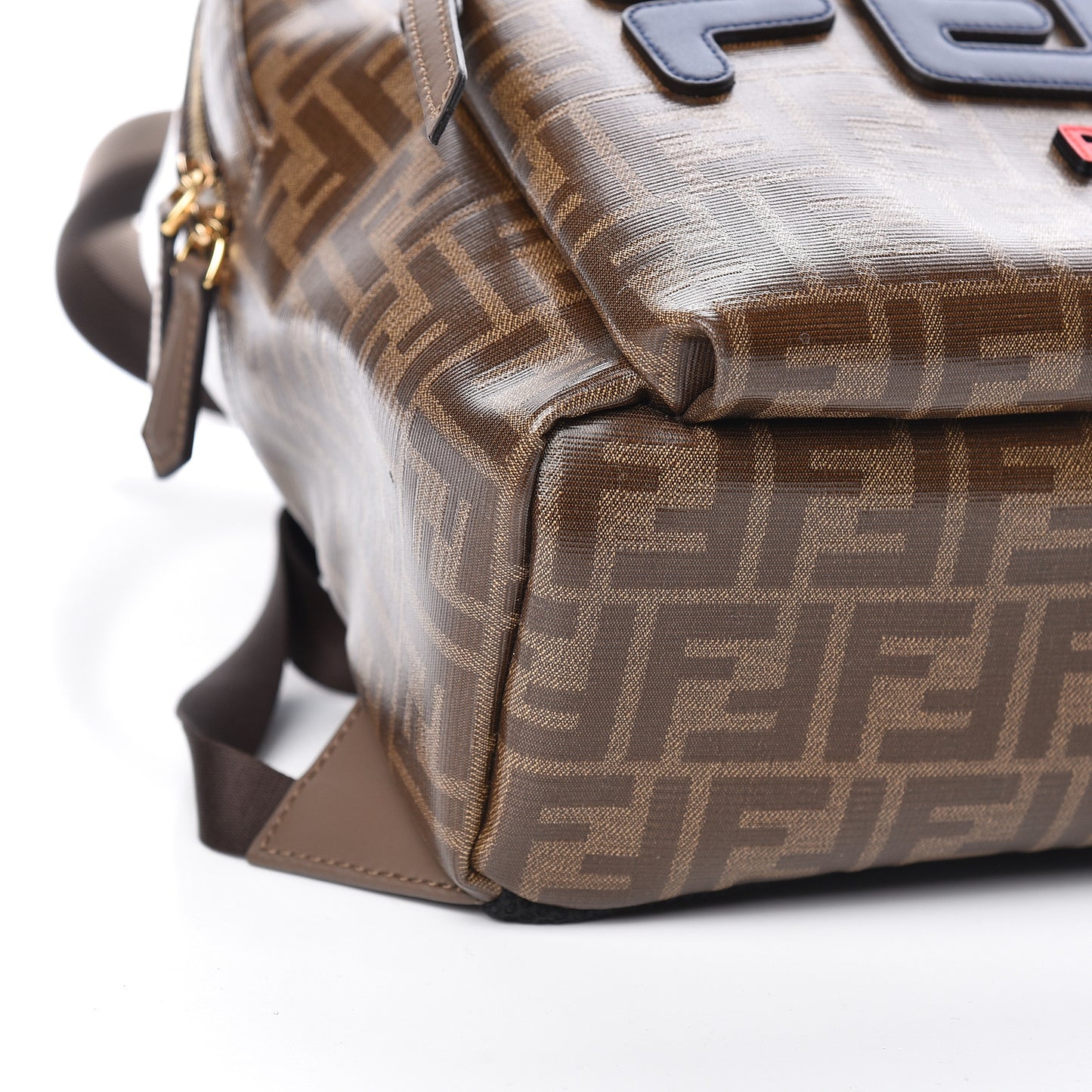 X FILA Glazed Fabric Vitello Century FF 1974 Mania Pouch Pocket Backpack Mogano Panna Blueberry