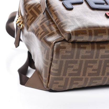 Fendi X FILA Glazed Fabric Vitello Century FF 1974 Mania Pouch Pocket Backpack Mogano Panna Blueberry 8 of 10