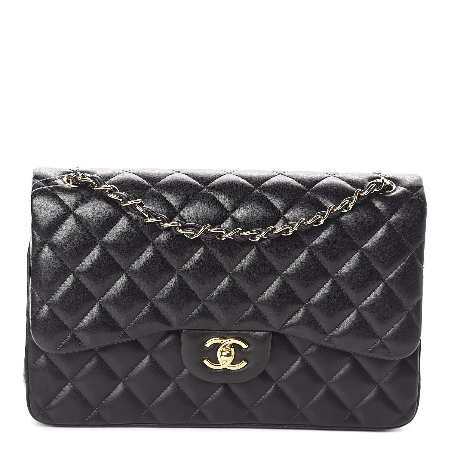 Chanel Lambskin Quilted Jumbo Double Flap Black 1 of 10