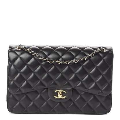 Chanel Lambskin Quilted Jumbo Double Flap Black 1 of 10