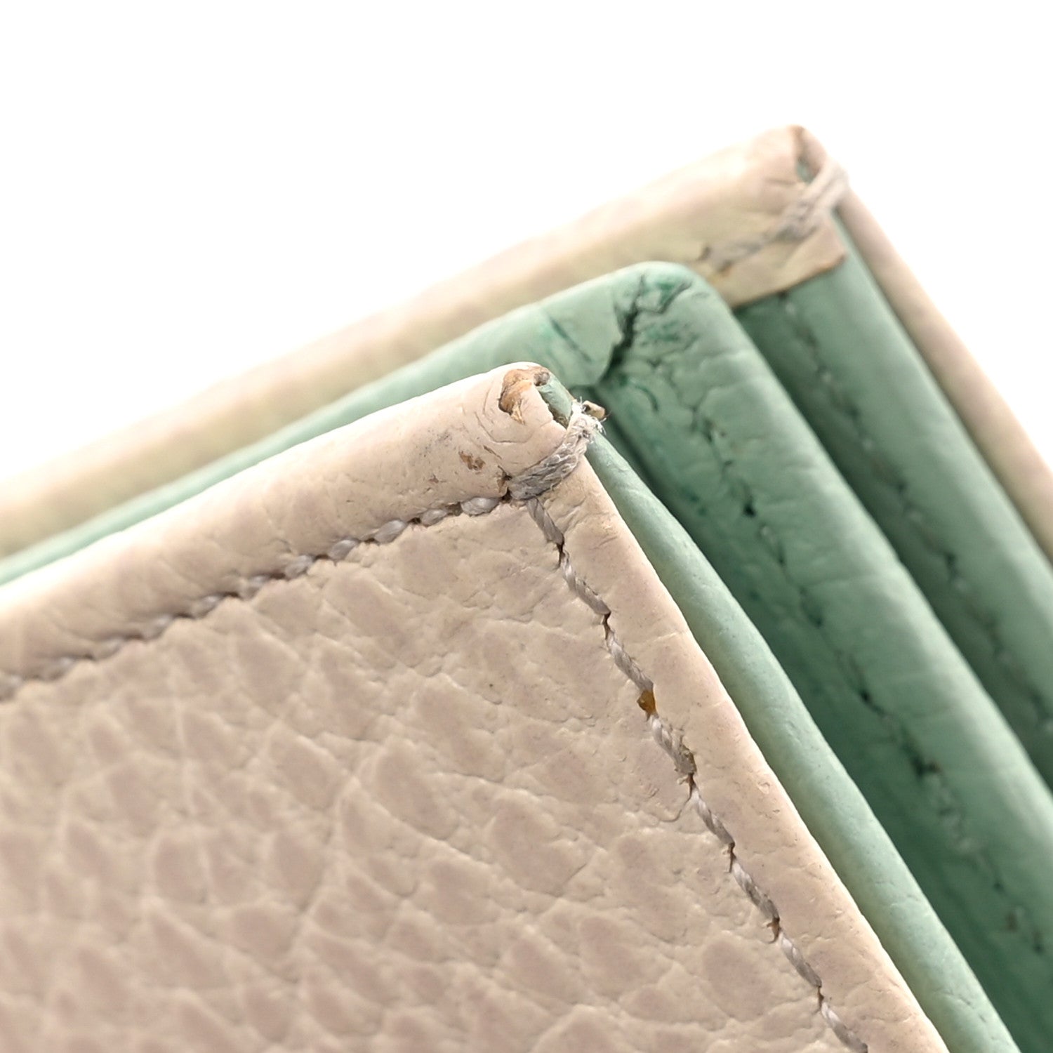 Gucci Dollar Calfskin Bi- Color GG Marmont Card Case Oatmeal Light Green 8 of 9