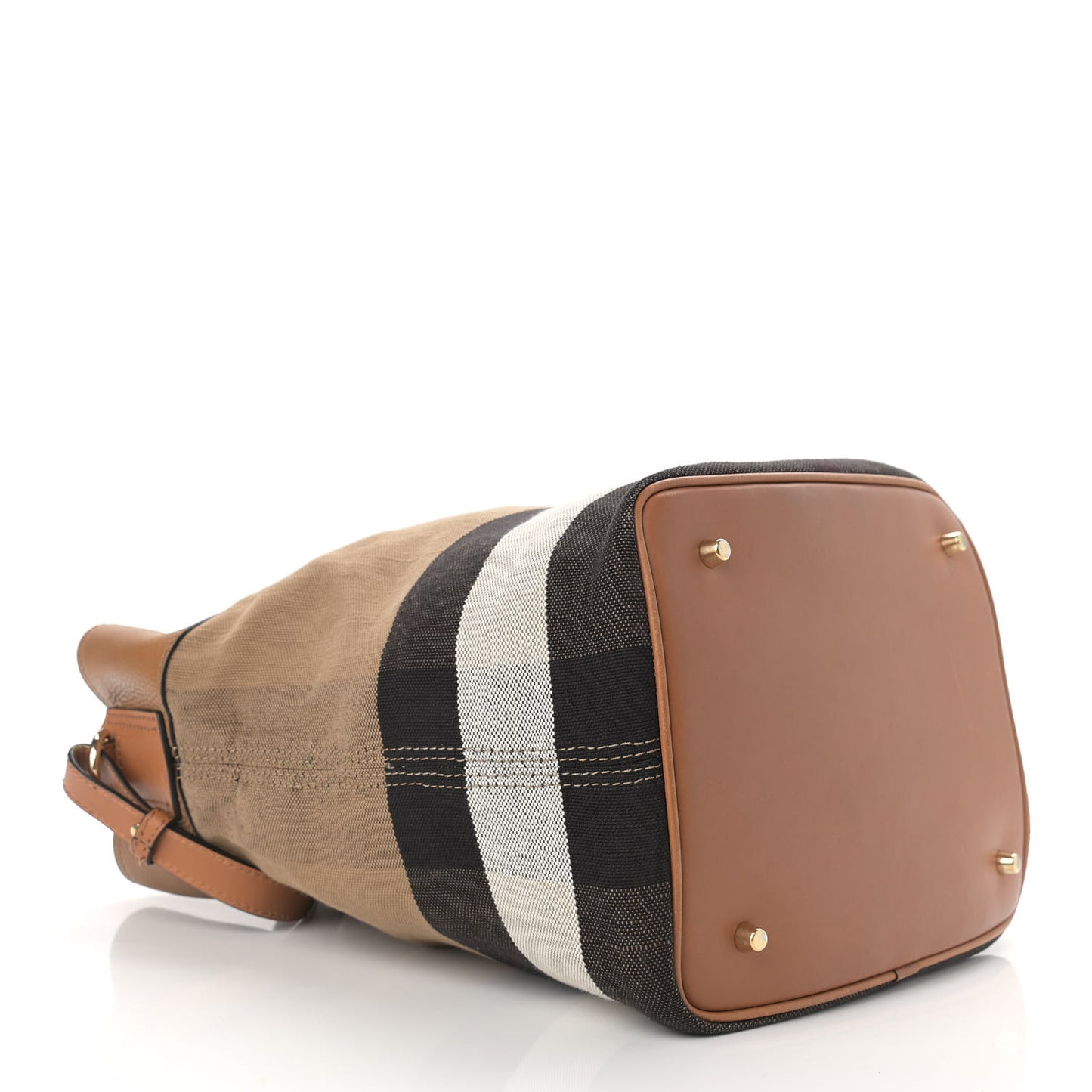 Grainy Calfskin Canvas Mega Check Medium Ashby Tassel Hobo Saddle Brown