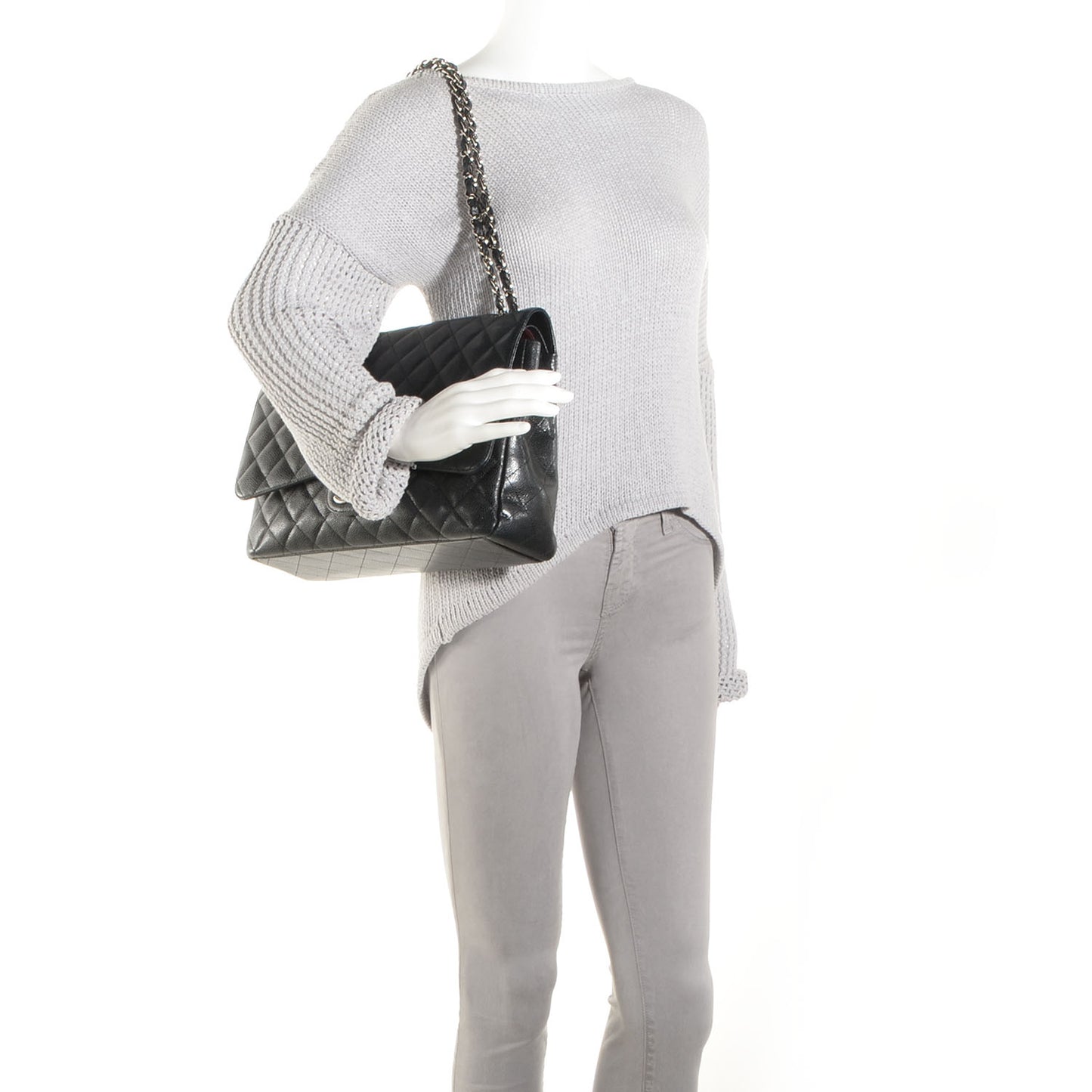 Caviar Quilted Maxi Double Flap Black