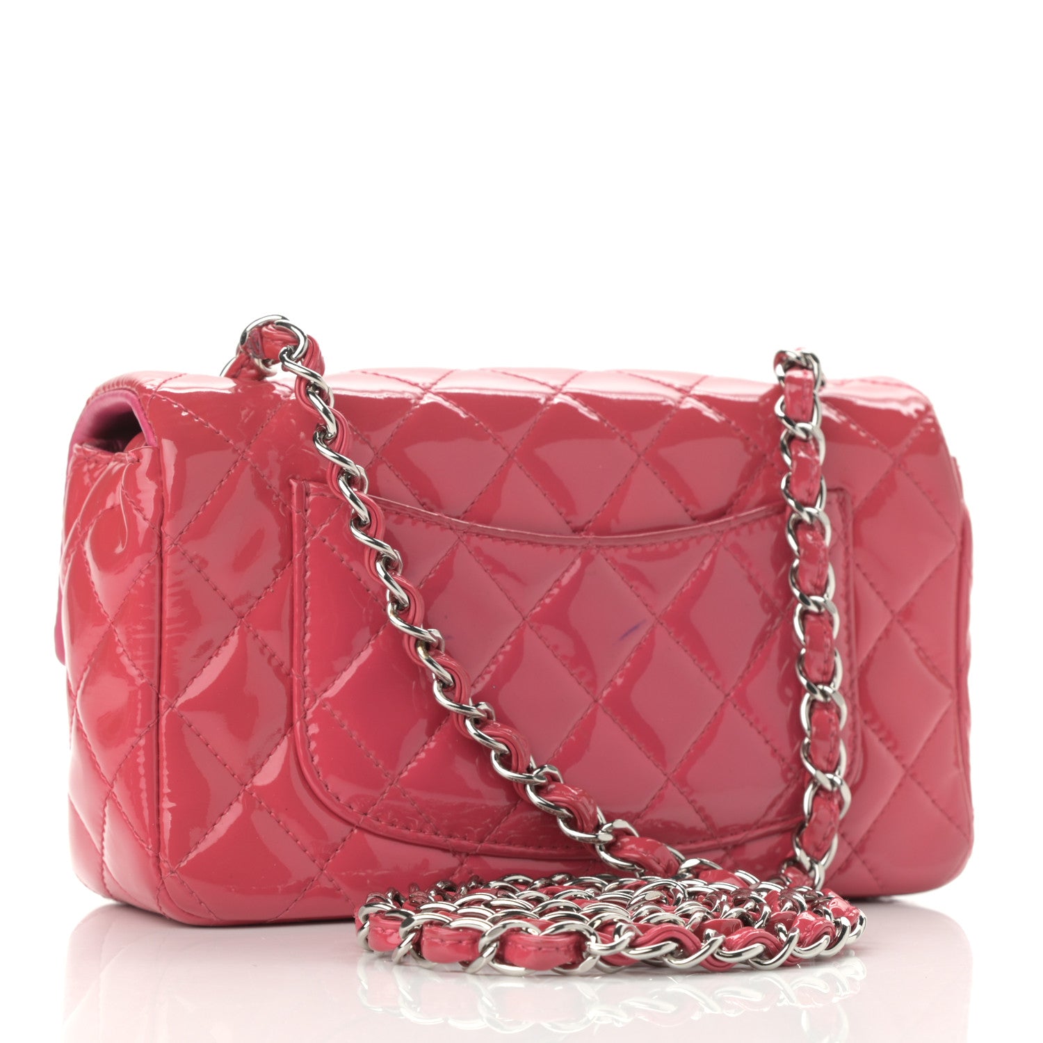 Chanel Patent Calfskin Quilted Mini Rectangular Flap Pink 2 of 12