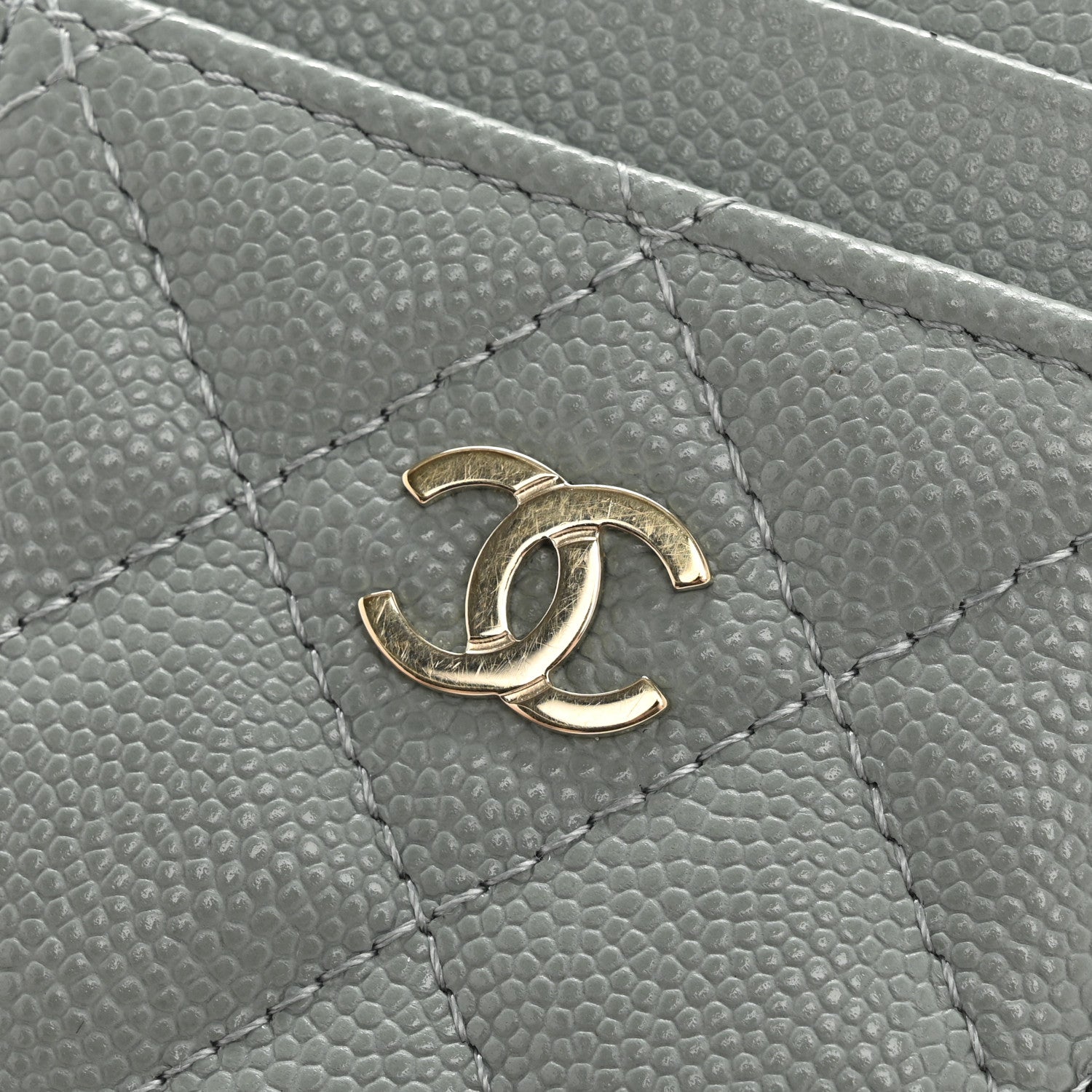 Chanel Caviar Quilted Zip Card Holder Grey 8 of 10