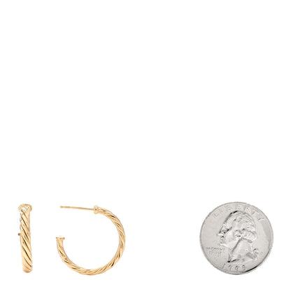 David Yurman 18K Yellow Gold Mini Cablespira Hoop Earrings 2 of 4