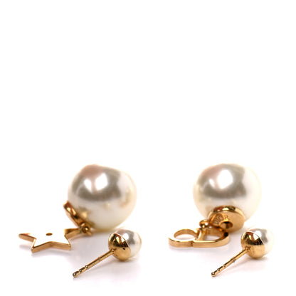 Christian Dior Pearl Mise En Dior Logo Tribal Earrings 3 of 4