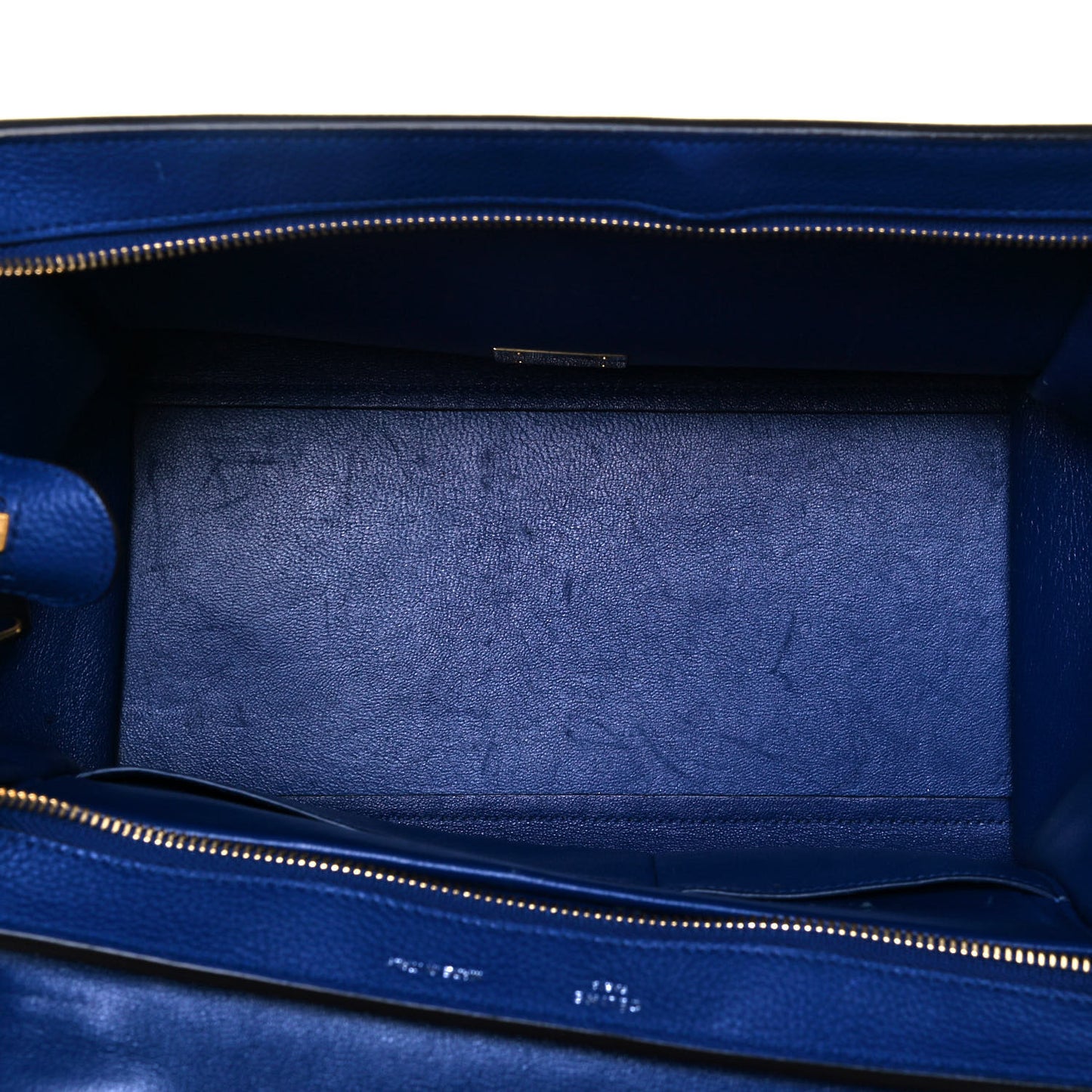 Drummed Calfskin Suede Small Trapeze Indigo
