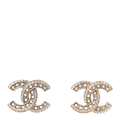 Chanel Crystal Timeless CC Earrings Light Gold 1 of 5