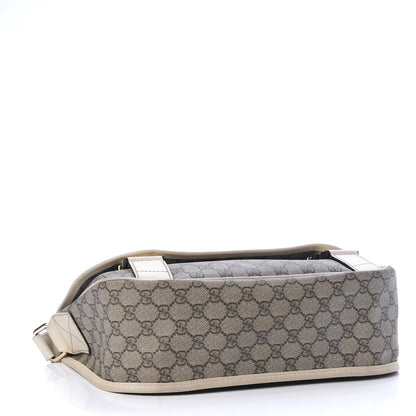 Gucci GG Plus Monogram Medium Double Buckle Flap Messenger Bag Beige Off White 4 of 8