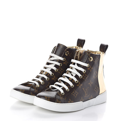 Louis Vuitton Patent Monogram Stellar Sneaker Boots 35.5 Gold 3 of 8