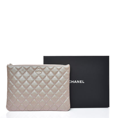 Chanel Iridescent Caviar Quilted Medium Cosmetic Case Beige 10 of 10