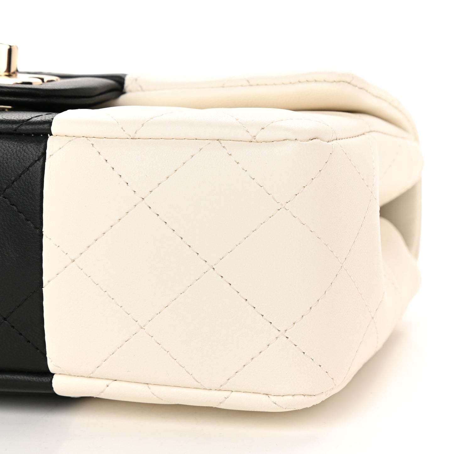 Lambskin Quilted Mini Rectangular Flap White Black