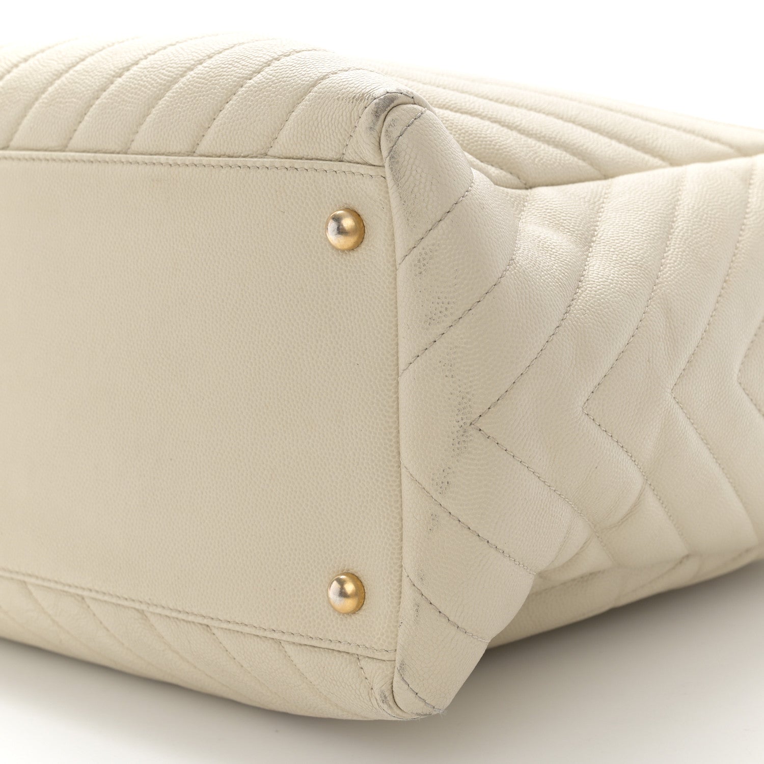 Chanel Caviar Chevron Quilted Coco Handle Shopping Tote Ivory 10 of 16