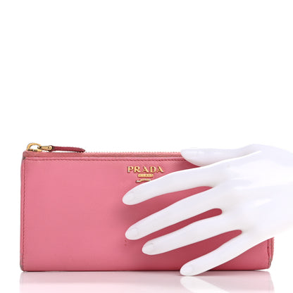 Prada Saffiano Metal Zip Around Wallet Begonia 2 of 14