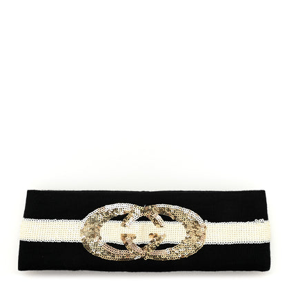 Gucci Sequin Polyester Headband M 57 Black White 1 of 4