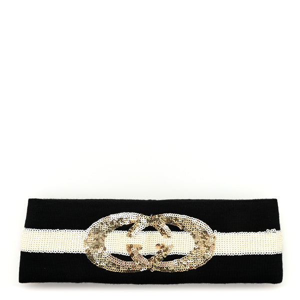 Gucci Sequin Polyester Headband M 57 Black White 1862613