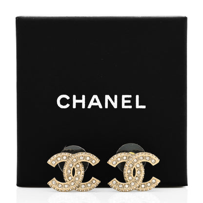 Chanel Crystal Timeless CC Earrings Light Gold 5 of 5