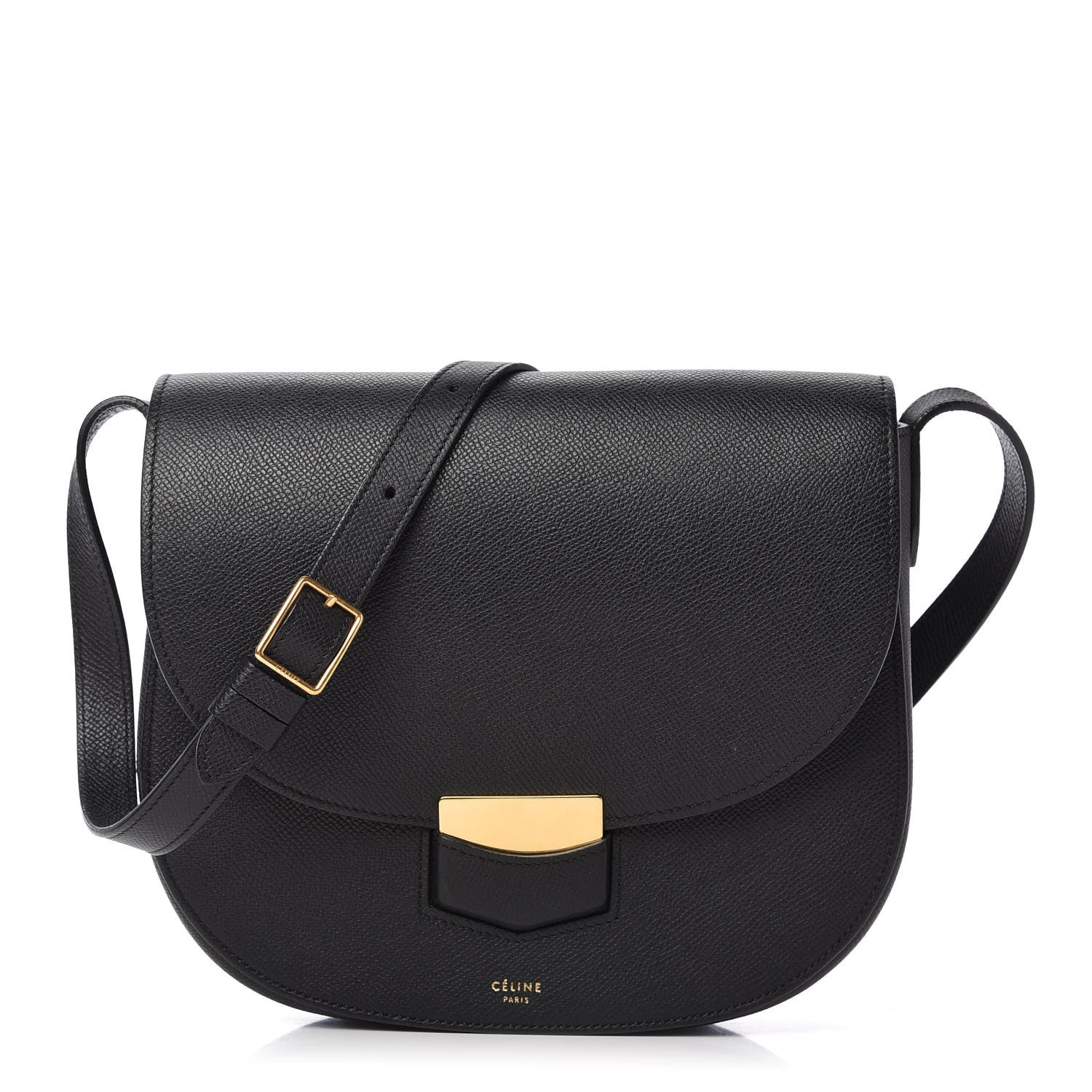 Celine Grained Calfskin Compact Trotteur Black 1 of 9