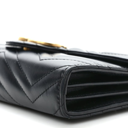 Gucci Calfskin Matelasse GG Marmont Chain Wallet Black 8 of 9