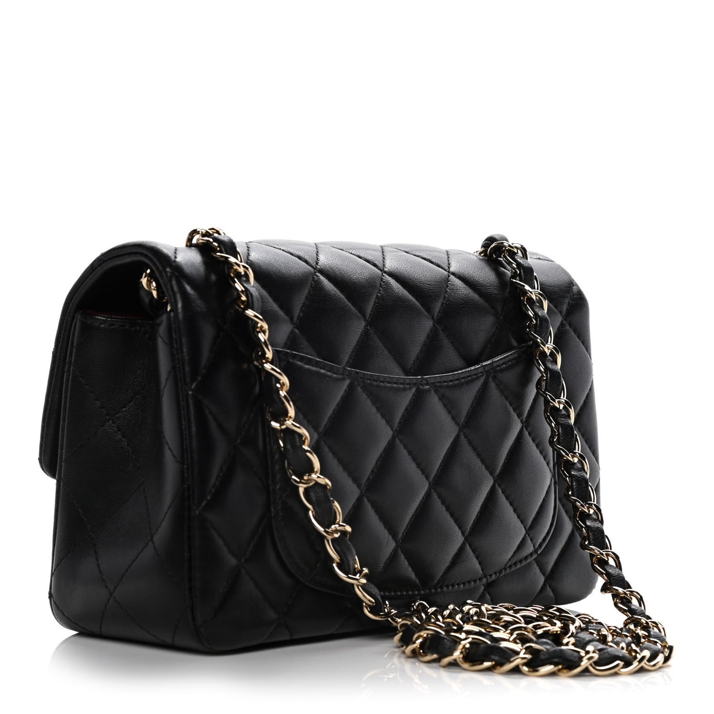 Lambskin Quilted Mini Rectangular Flap Black