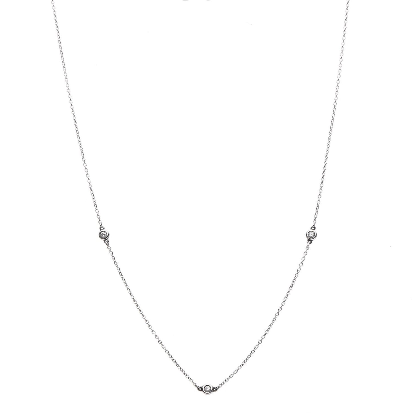 Sterling Silver Diamond .09ctw Elsa Peretti Diamonds by the Yard Three Station Necklace