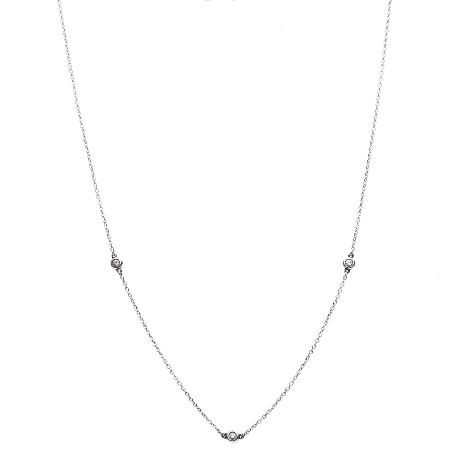 Tiffany Sterling Silver Diamond .09ctw Elsa Peretti Diamonds by the Yard Three Station Necklace 1 of 9