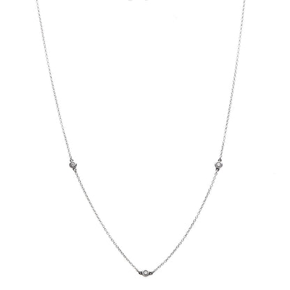 Tiffany Sterling Silver Diamond .09ctw Elsa Peretti Diamonds by the Yard Three Station Necklace 1 of 9