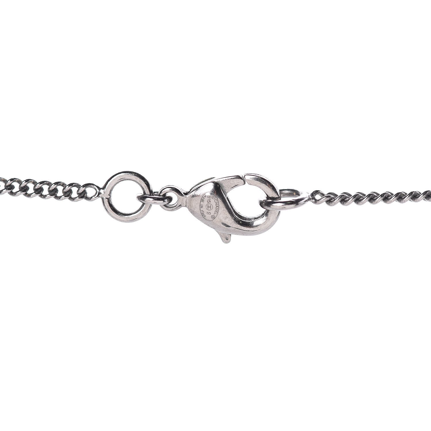 Chanel Baguette Crystal CC Necklace Silver 5 of 6