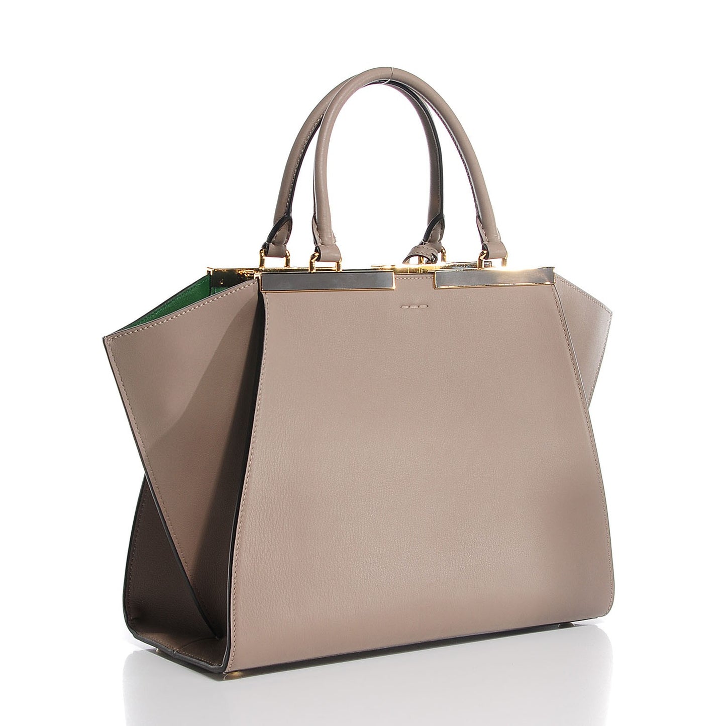 Vitello Dolce Shiny Nappa Petite 3Jours Tote Tortora Emerald