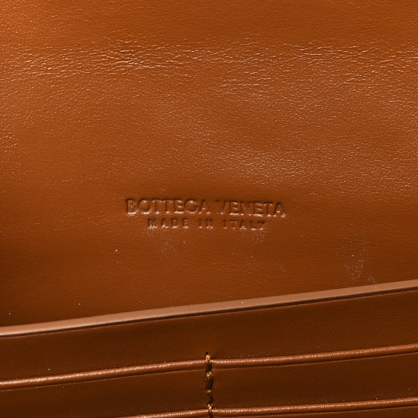 Nappa Intrecciato Long Andiamo Top Handle Clutch Cognac