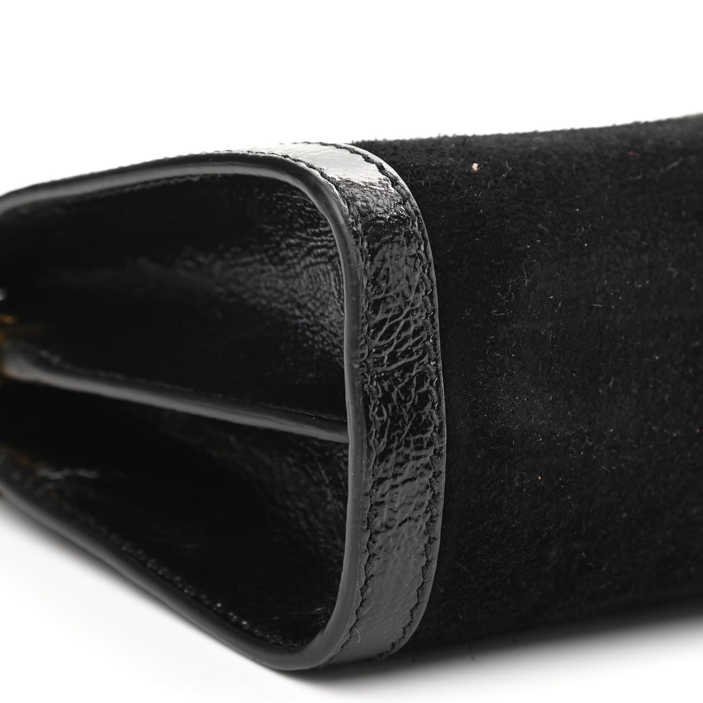 Suede Patent GG Web Small Ophidia Chain Shoulder Bag Black