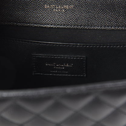 Saint Laurent Grain De Poudre Textured Mixed Matelasse Triquilt Medium Monogram Satchel Black 5 of 8