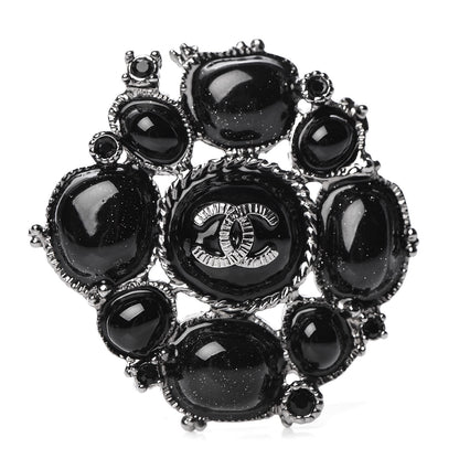 Chanel Glitter Enamel CC Brooch Black 1 of 5